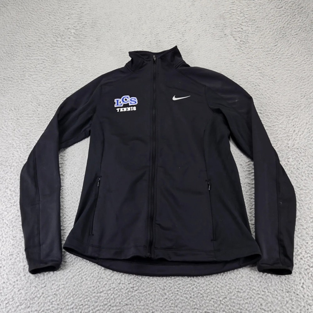 Nike Running Jacket Womens Medium Black full zip tennis team track training LCS